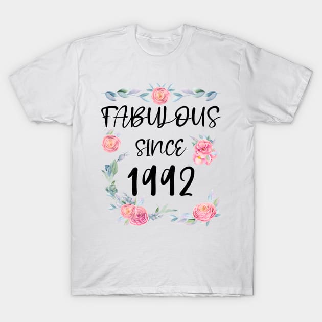 Women 29 Years Old Fabulous Since 1992 Flowers T-Shirt by artbypond